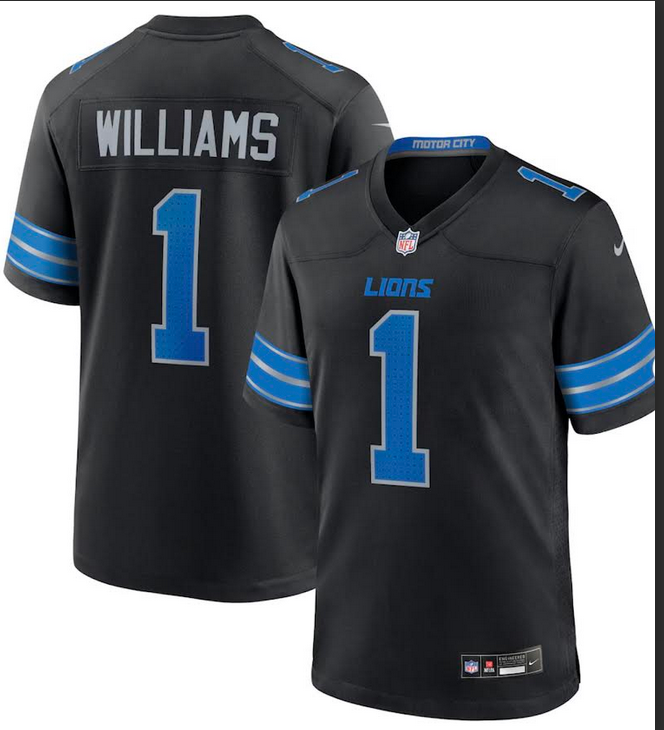 Men Detroit Lions #1 Jameson Williams black 2025 Nike NFL jersey